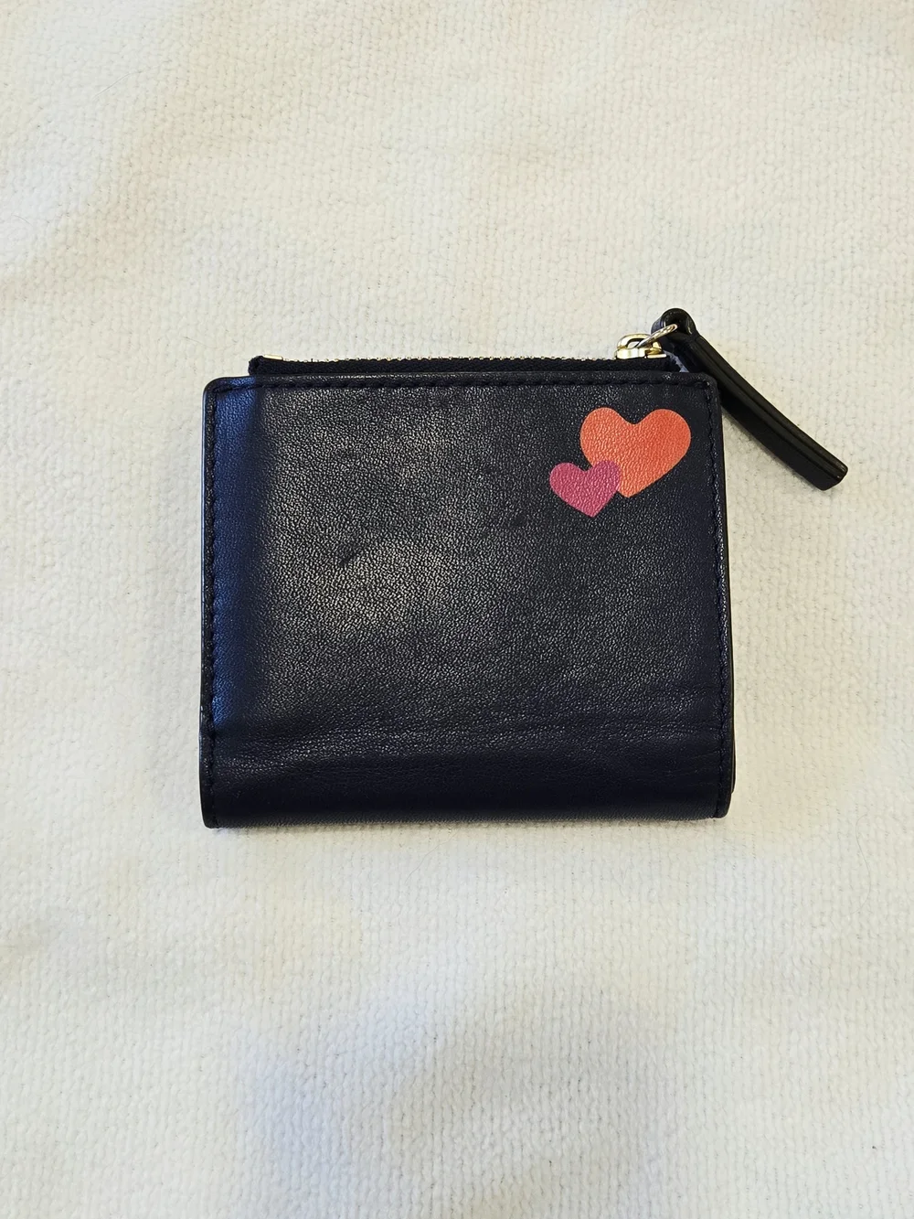 Tory Burch Navy Blue Peace and Love Mini Leather Zip Wallet EUC